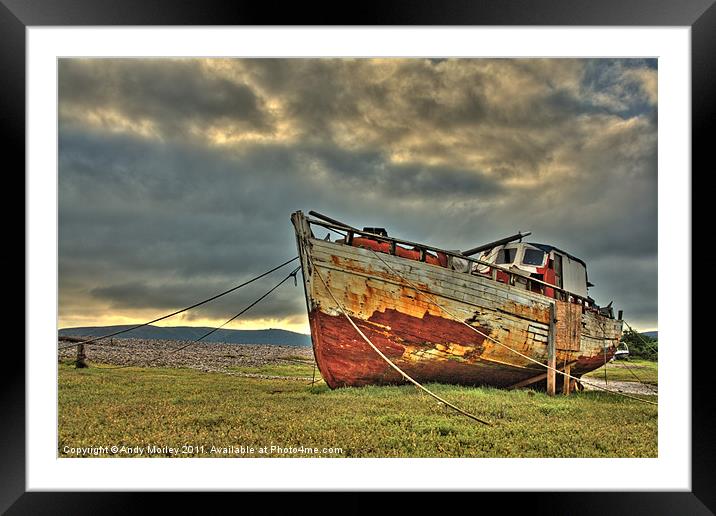Boat in Porlock Weir Framed Mounted Print by Andy Morley