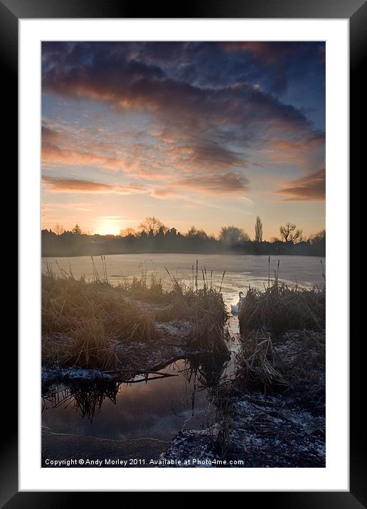 Bedworth Sloughs Sunrise Framed Mounted Print by Andy Morley