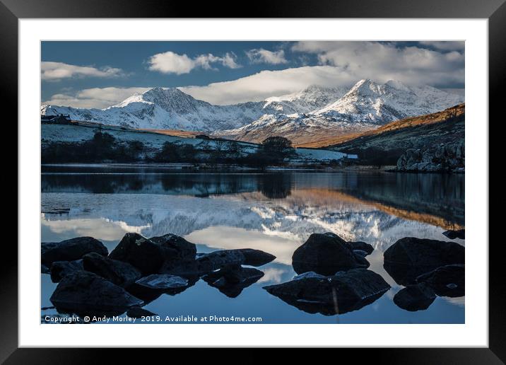 Mirrored Mountains Framed Mounted Print by Andy Morley