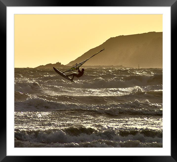 Windsurfing off Marazion Bay Framed Mounted Print by C.C Photography