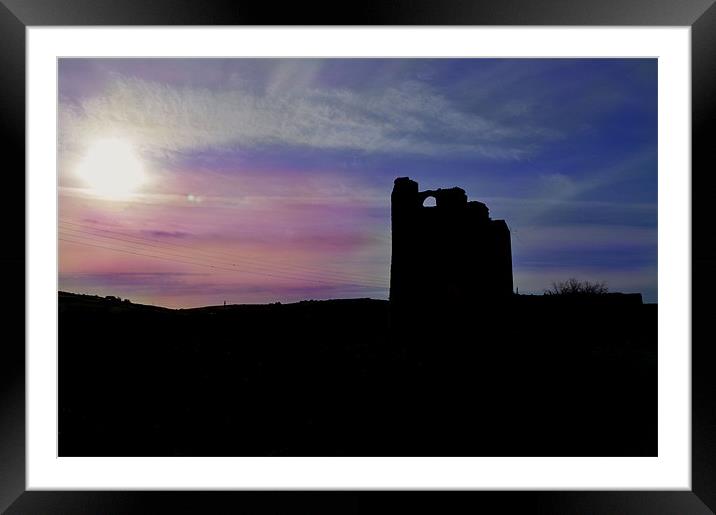 Silhouetted Mill, Cornwall Framed Mounted Print by C.C Photography