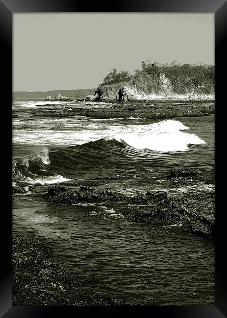Waves Crashing Tri Tone  Framed Print by james balzano, jr.