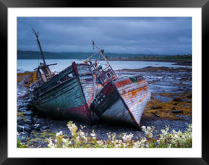 Boat Wrecks On Mull Framed Mounted Print by Aj’s Images