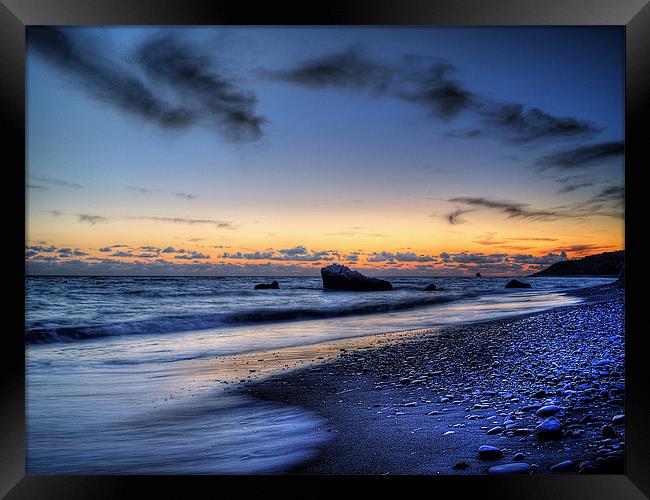 Sundown On Aphrodites Beach Framed Print by Aj’s Images