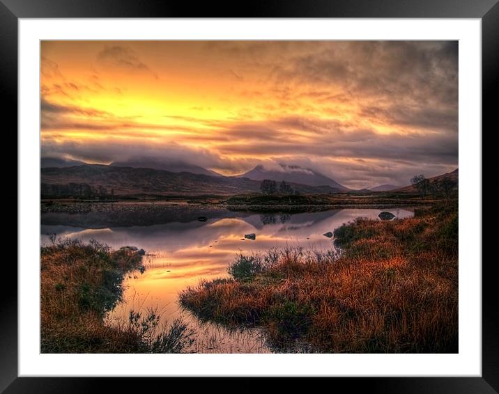 Golden Sunrise Over Loch Ba Framed Mounted Print by Aj’s Images