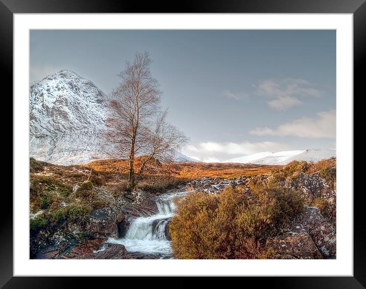 Snow On The Buachaille Framed Mounted Print by Aj’s Images