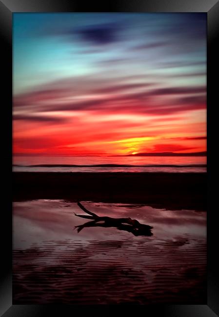 Sunset Over Troon Beach Framed Print by Aj’s Images