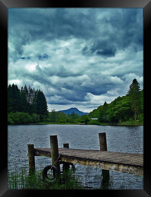 Jetty Over Loch Ard, Scotland. Framed Print by Aj’s Images