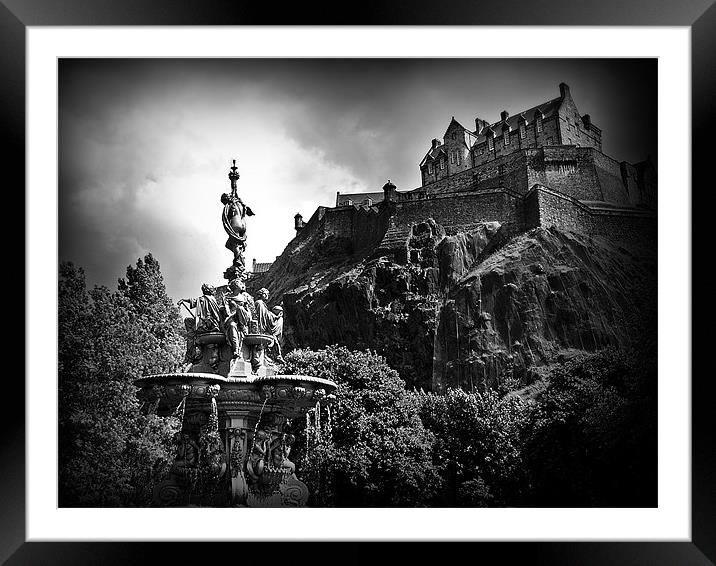 The Ross Fountain, Edinburgh in B&w. Framed Mounted Print by Aj’s Images