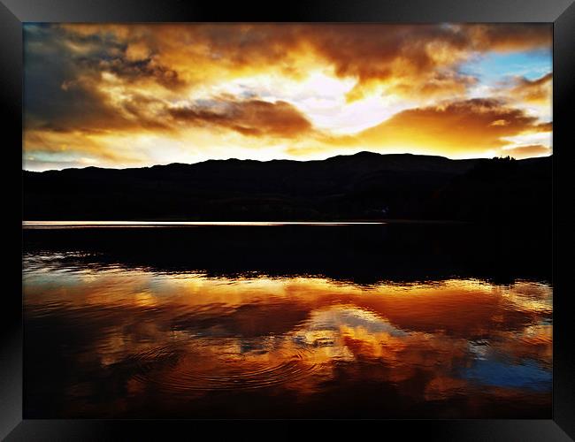 Sunset Reflections Over Loch Achray Framed Print by Aj’s Images