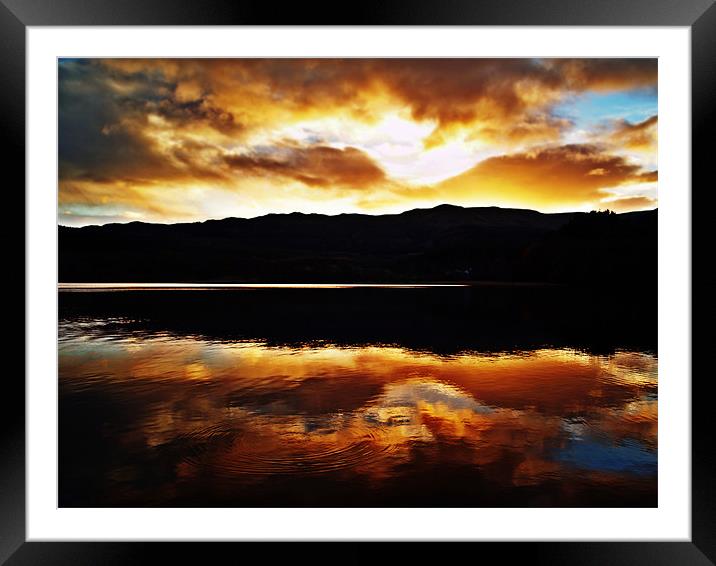 Sunset Reflections Over Loch Achray Framed Mounted Print by Aj’s Images