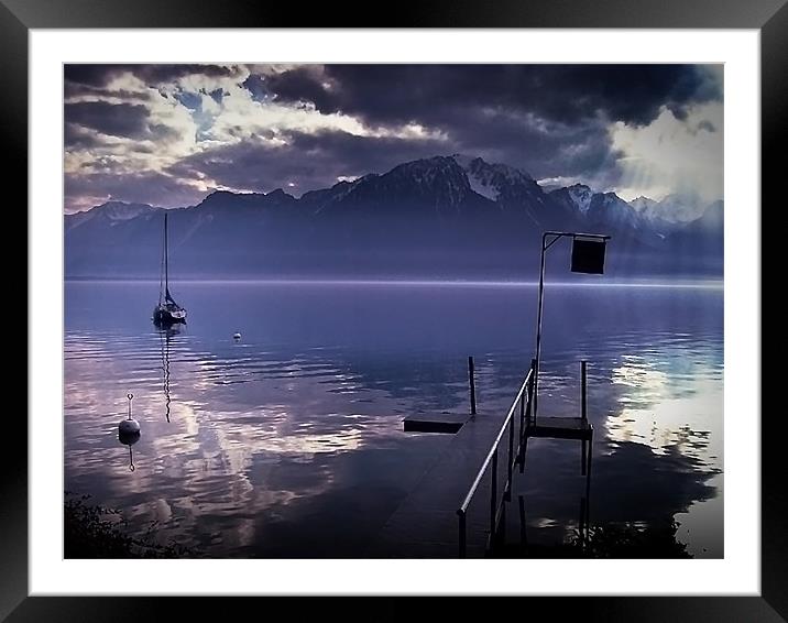 Ripples on Lake Geneva, Switzerland. Framed Mounted Print by Aj’s Images