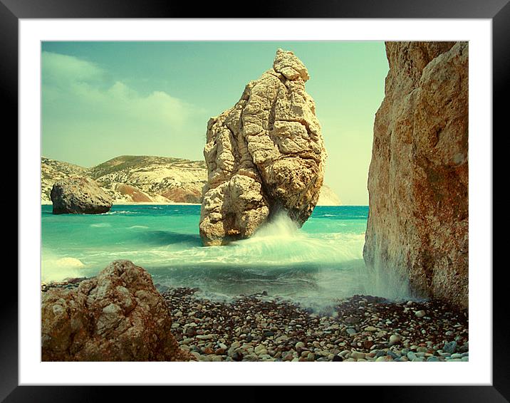 Aphrodite Rock, Cyprus Framed Mounted Print by Aj’s Images