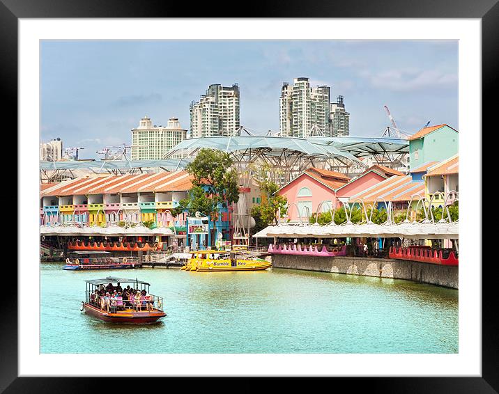 Clarke Quay, Singapore Framed Mounted Print by Stephen Mole