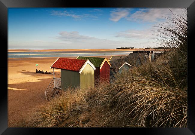 Beach Hut view Framed Print by Stephen Mole