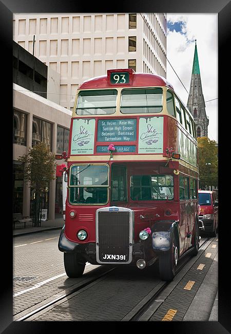 Red Bus, Christchurch New Zealand Framed Print by Stephen Mole