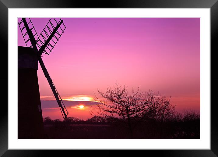 Sunset over Turf Fen Framed Mounted Print by Stephen Mole