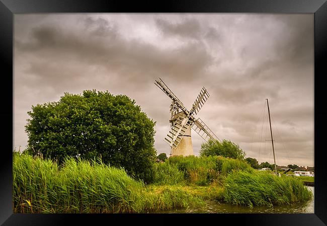 Thurne Mill from the river Framed Print by Stephen Mole