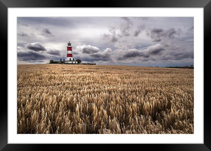 Happisburgh Lighthouse at harvest time Framed Mounted Print by Stephen Mole