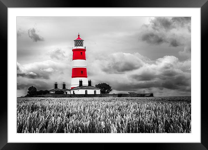 Happisburgh Lighthouse in Red Framed Mounted Print by Stephen Mole