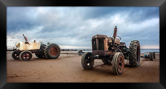 Two Tractors on Overstrand Beach Framed Print by Stephen Mole