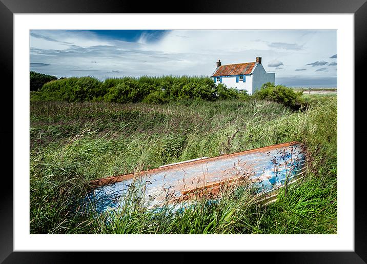 White house and Boat at Brancaster Staithe Framed Mounted Print by Stephen Mole