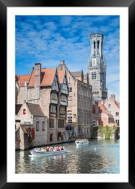 Belfry Clock Tower Bruges Framed Mounted Print by Stephen Mole
