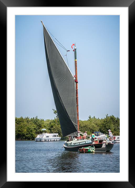 Black Sailed Norfolk Wherry Framed Mounted Print by Stephen Mole