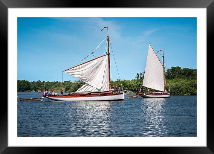 White Sailed Norfolk Wherry Framed Mounted Print by Stephen Mole