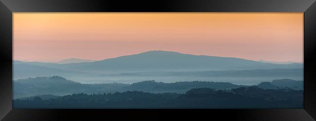 Dawn over the Tuscan Hills Framed Print by Stephen Mole