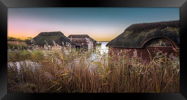 Hickling Thatched Boathouses Framed Print by Stephen Mole