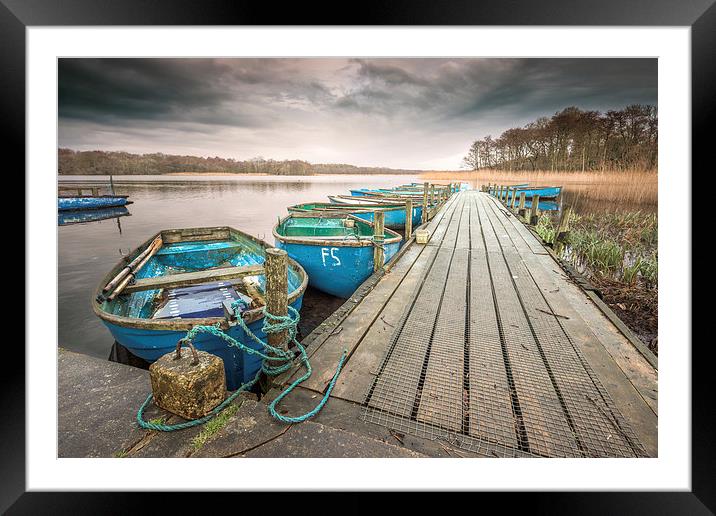 Boats moored to Jetty at Filby Framed Mounted Print by Stephen Mole