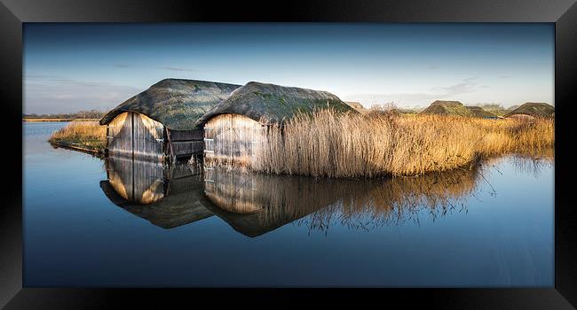 Thatched Boathouses Framed Print by Stephen Mole