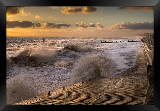 Rough Sea Sunrise at Overstrand Framed Print by Stephen Mole