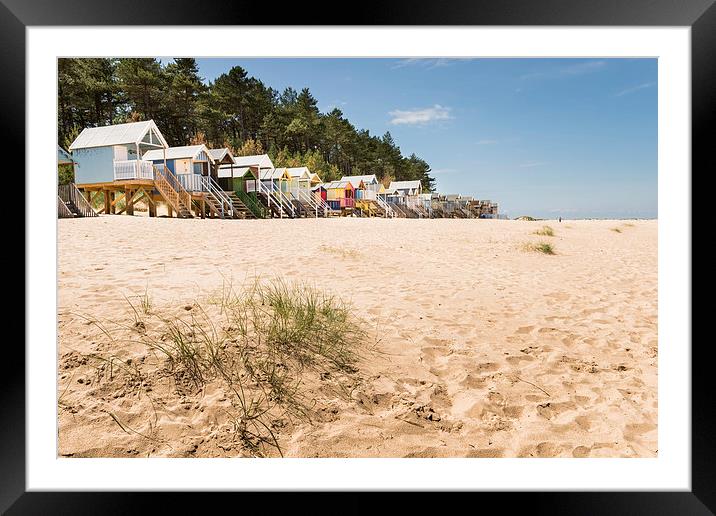 Wells Beach and Beach Huts Framed Mounted Print by Stephen Mole
