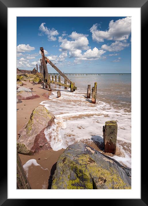 Sea defense at Happisburgh Framed Mounted Print by Stephen Mole