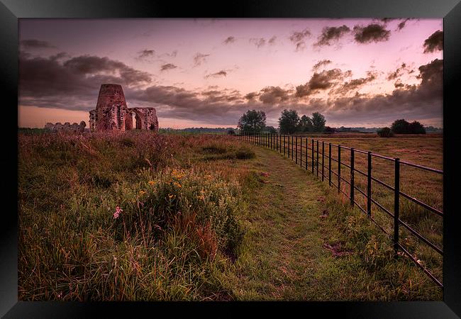 St Benets Abbey with fence Framed Print by Stephen Mole