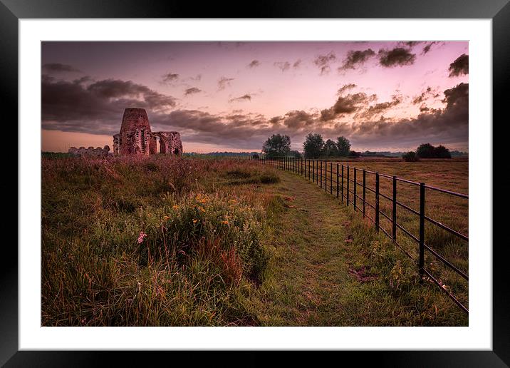 St Benets Abbey with fence Framed Mounted Print by Stephen Mole