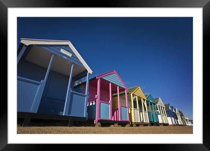 Beach Hut Row Framed Mounted Print by Stephen Mole