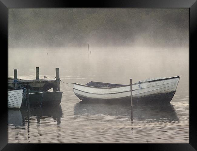 Boat in a mist Framed Print by Stephen Mole