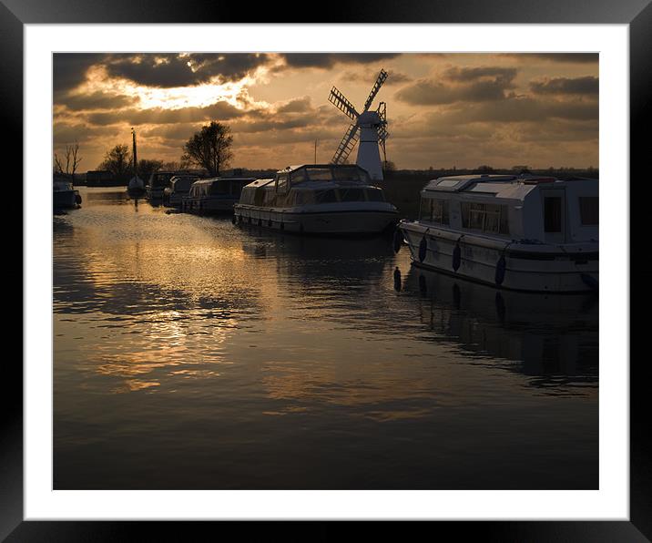 Pleasure cruisers at Thurne Staithe Framed Mounted Print by Stephen Mole