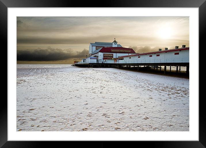 Snow on the beach Framed Mounted Print by Stephen Mole