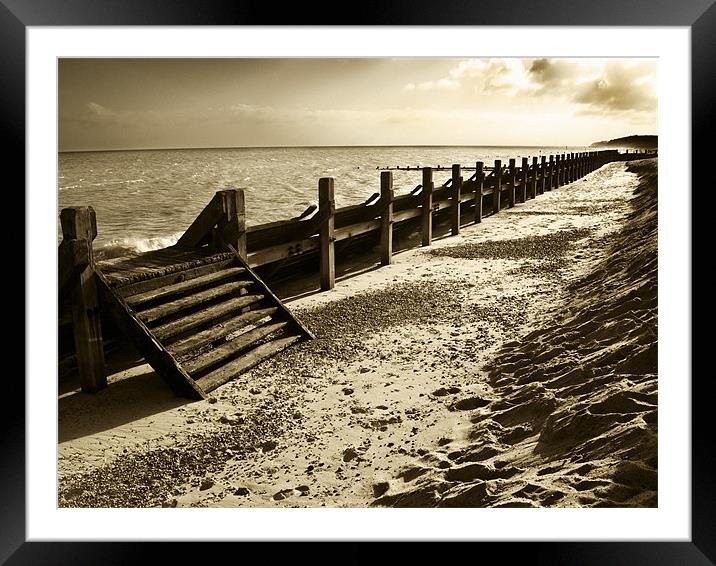 Sea defences at Hopton Framed Mounted Print by Stephen Mole