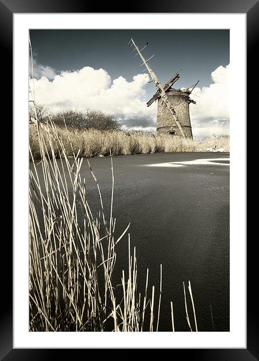 Brograve Mill by a frozen river Framed Mounted Print by Stephen Mole