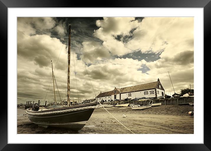 Boat on mud at Burnham Framed Mounted Print by Stephen Mole
