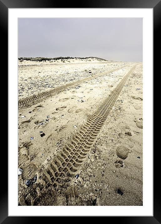 Tracks in the sand Framed Mounted Print by Stephen Mole