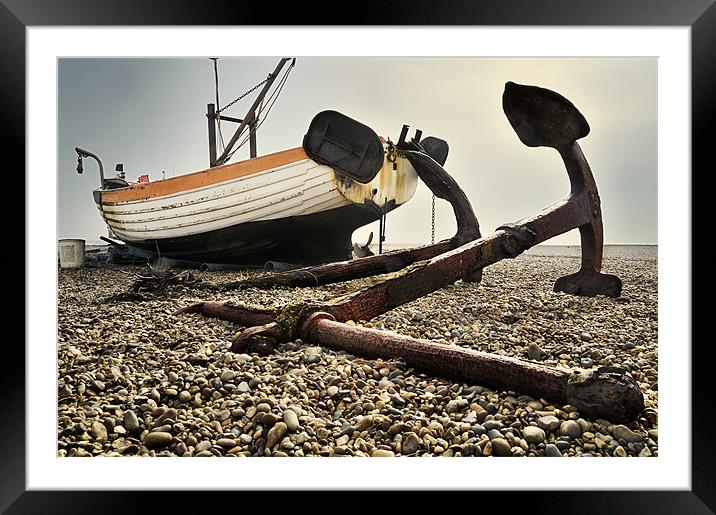 Two anchors on Aldeburgh Beach Framed Mounted Print by Stephen Mole