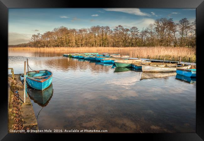 Dinghies at Filby Broad Framed Print by Stephen Mole