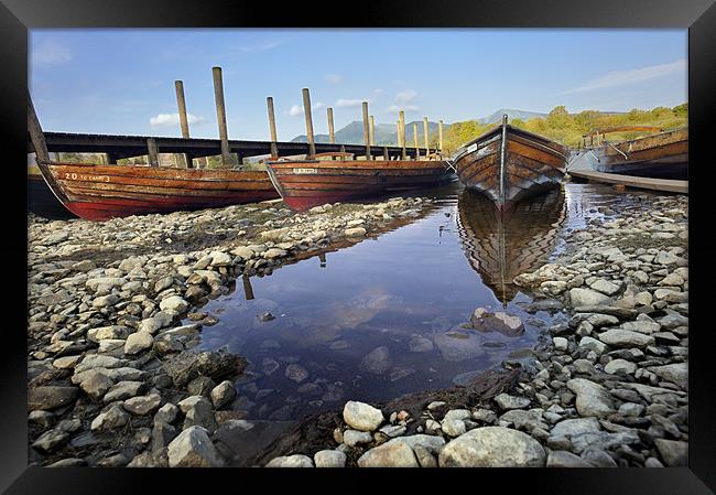 Rowing Boats on Derwent Water Framed Print by Stephen Mole