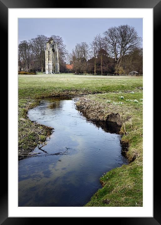 Walsingham Abbey and stream Framed Mounted Print by Stephen Mole